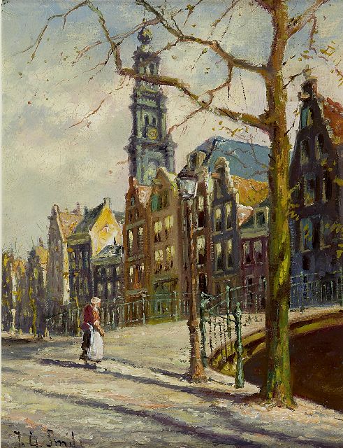 Jan Gerard Smits | The Bloemgracht, Amsterdam, Öl auf Leinwand, 24,3 x 18,3 cm, signed l.l.