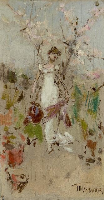 Kaemmerer F.H.  | April -  Sternbild Widder, Öl auf Leinwand Malereifaser 18,5 x 10,3 cm, Unterzeichnet u.r.