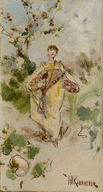 Frederik Hendrik Kaemmerer | September - Jungfrau, Öl auf Leinwand Malereifaser, 18,5 x 10,3 cm, Unterzeichnet u.r.