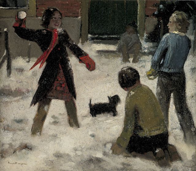 Han van Meegeren | Schneebälle werfen, Öl auf Leinwand, 63,0 x 71,0 cm, Unterzeichnet l.u. und zu datieren  um 1944-1945
