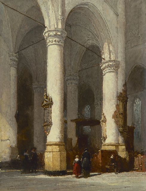 Johannes Bosboom | The interior of the Hooglandse kerk, Leiden, Öl auf Holz, 23,5 x 18,0 cm, signed l.l.