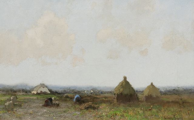 Cornelis Kuijpers | landschaft mit Kartoffelrodern, Öl auf Leinwand, 28,2 x 43,9 cm, Unterzeichnet r.u.