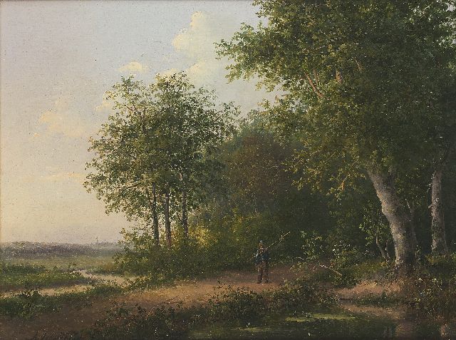 Andreas Schelfhout | Angler bei einem Moorsee, Öl auf Tafel, 26,0 x 34,5 cm, Unterzeichnet l.u. und zu datieren um 1822