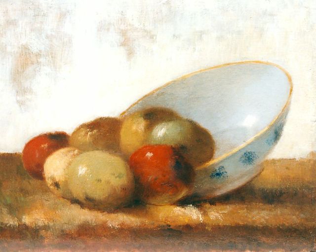 Coba Surie | A bowl with apples, Öl auf Holz, 16,8 x 20,8 cm