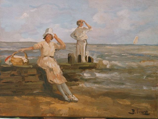 Ben Viegers | On the beach, Öl auf Leinwand, 30,0 x 40,0 cm, signed l.r.