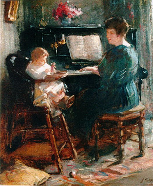 Garf S.  | Playing the piano, Öl auf Leinwand 58,3 x 50,5 cm, signed l.r.