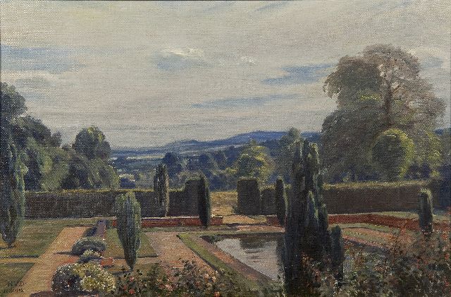 Niels Vinding Dorph | Garden in a hilly landscape, Öl auf Leinwand, 40,5 x 60,7 cm, signed l.l. with initials und dated juni 1921