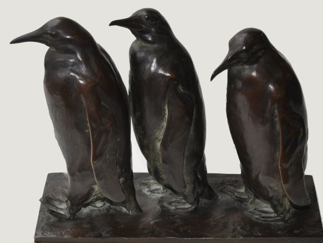 Jozef Franz Pallenberg | Pinguine, Bronze, 23,3 x 28,1 cm, Unterzeichnet auf der Basis