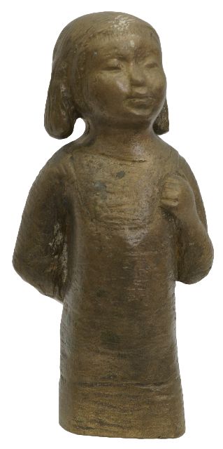 Kluth K.  | Selbstbewusstes Mädchen, Bronze 19,0 x 9,1 cm, Unterzeichnet auf der Rückseite