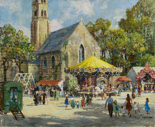 Léo Fontan | A fair in Touraine, Öl auf Leinwand, 50,0 x 61,0 cm, signed l.r.