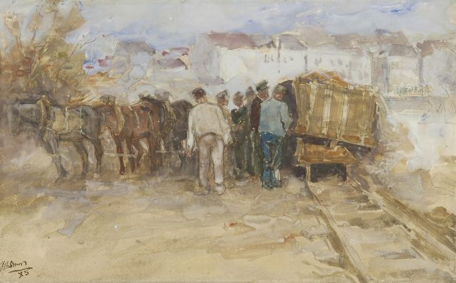 Jan Toorop | In the harbour of Antwerpen, Aquarell auf Papier, 29,2 x 46,7 cm, Unterzeichnet l.u. und datiert '84