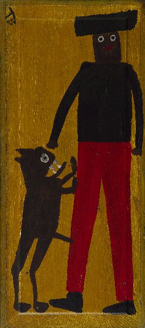 Brown T.  | Der brünstige Hund, Öl auf Holz 60,5 x 26,5 cm, Unterzeichnet l.o. und im Verso mit Brandmal