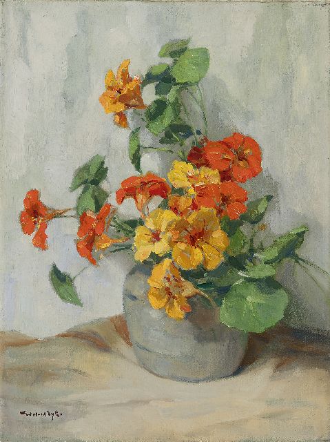 Willem Noordijk | Nasturtium, Öl auf Leinwand, 40,1 x 30,4 cm, signed l.l.