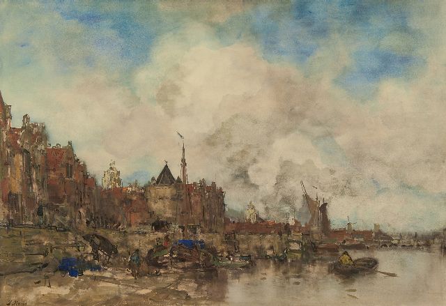 Jacob Maris | Fantasieaussicht  auf Amsterdam, Aquarell auf Papier, 64,0 x 91,0 cm, Unterzeichnet l.u. und zu datieren um 1885