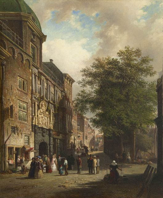 Elias Pieter van Bommel | Die Groothoofdspoort, Dordrecht, Öl auf Leinwand, 65,4 x 53,2 cm