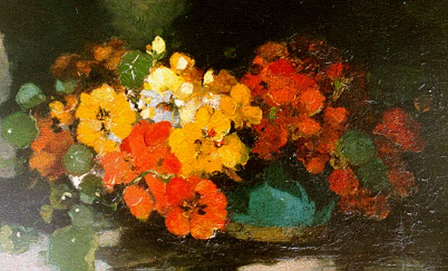 Gerard van Lerven | Nasturtium, Öl auf Leinwand auf Holz, 31,5 x 47,5 cm, signed l.r.