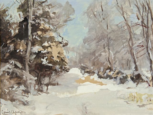 Louis Apol | Winter forest path, Gouache auf Papier, 15,5 x 20,6 cm, signed l.l.