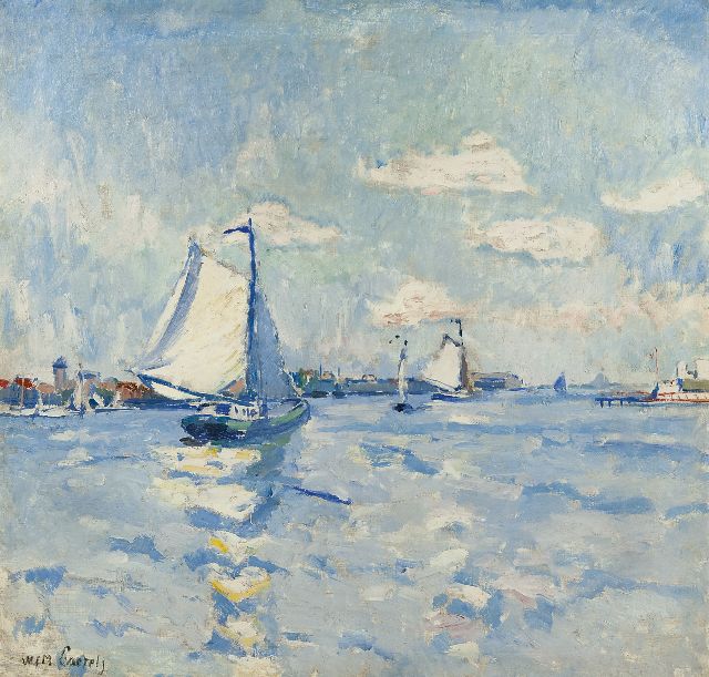 Willem Paerels | Segelboote auf einem Fluss, Öl auf Leinwand, 71,3 x 74,3 cm, Unterzeichnet l.u. und vermutlich zu datieren um 1915