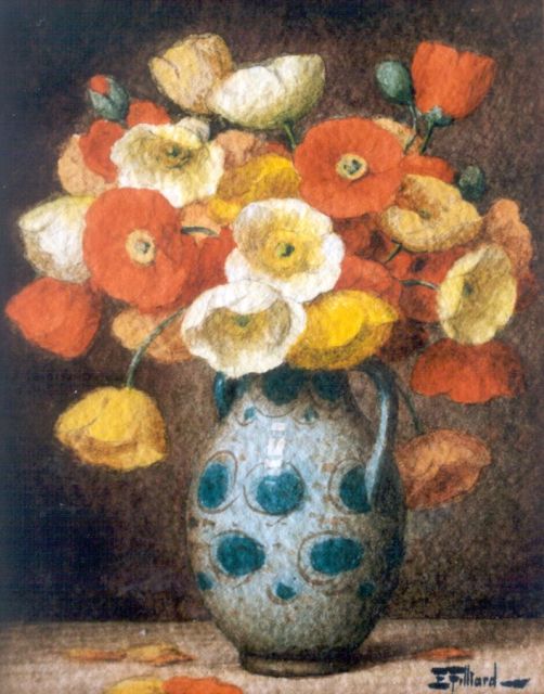 Ernest Filliard | Poppies, Aquarell auf Papier, 16,7 x 13,5 cm, signed l.r.