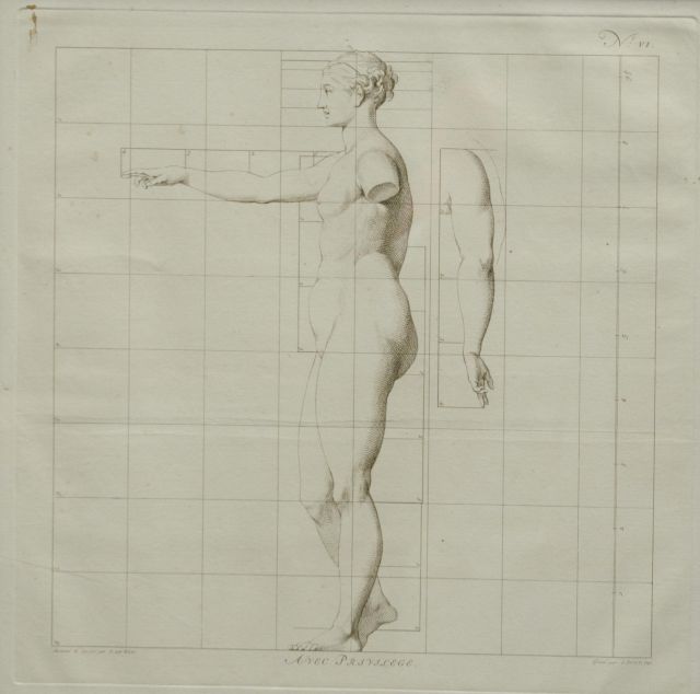 Jacob de Wit | Die Idealmaße des menschlichen Körpers - Frau ( VI), Stich auf Papier, 40,0 x 40,0 cm