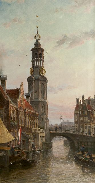 Christiaan Dommelshuizen | Der Munttoren zu Amsterdam, Öl auf Leinwand, 97,5 x 51,8 cm, Unterzeichnet l.u. mit Initialen