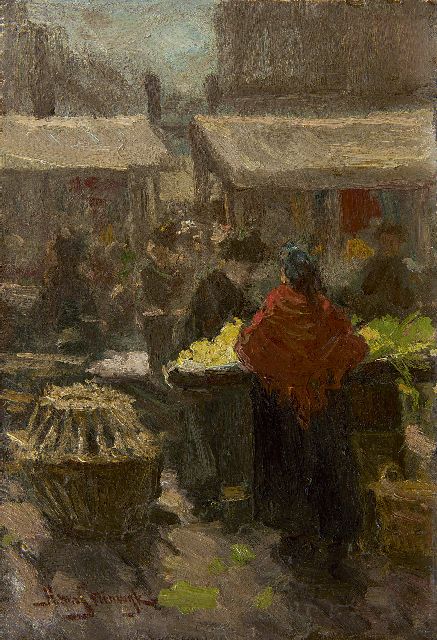 Steenwijk H. van | Figuren auf dem Markt, Öl auf Tafel 27,8 x 19,4 cm, Unterzeichnet l.u.