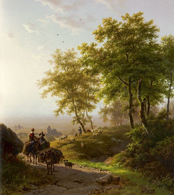 Barend Cornelis Koekkoek | Baumreiche Landschaft in Morgenstunde, Öl auf Holz, 24,1 x 21,4 cm, Unterzeichnet l.u. und datiert 1850