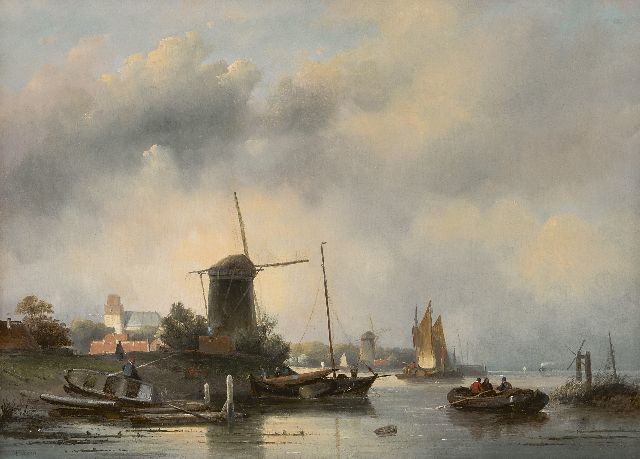 Cornelis Petrus 't Hoen | Mühle an einem Fluss, Öl auf Holz, 43,5 x 60,0 cm, Unterzeichnet l.u.