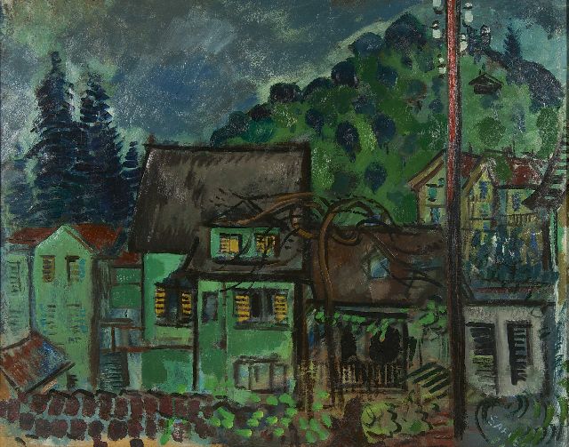 Saalborn L.A.A.  | Houses, Öl auf Holzfaser 64,4 x 81,5 cm, signed l.r. und dated '51