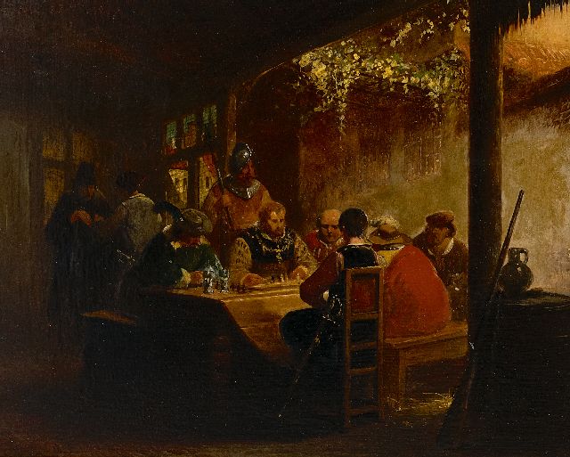 Henri Leys | Die fürstliche Schachpartie (Karl V), Öl auf Holz, 27,7 x 34,1 cm, Unterzeichnet l.u. mit Monogramm und datiert 1839