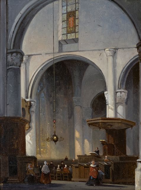 Jan Hendrik van de Laar | Kirchenraum, Öl auf Holz, 36,9 x 27,9 cm