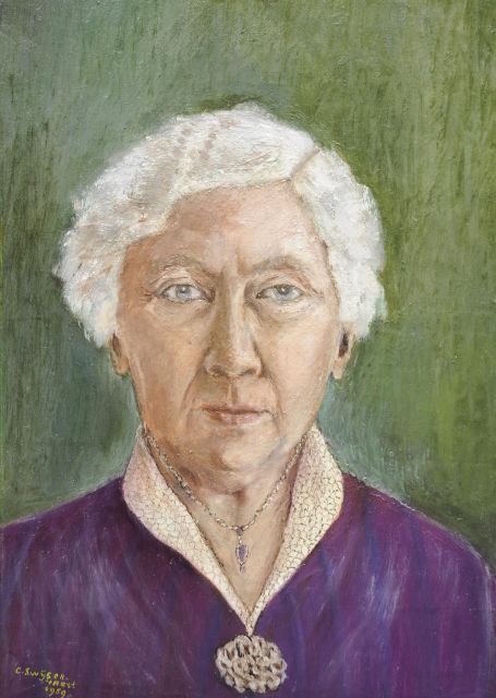 Christina Swijser-’t Hart | Selbstporträt, Öl auf Leinwand auf Holz, 44,8 x 31,8 cm, Unterzeichnet l.u. und datiert 1959, ohne Rahmen