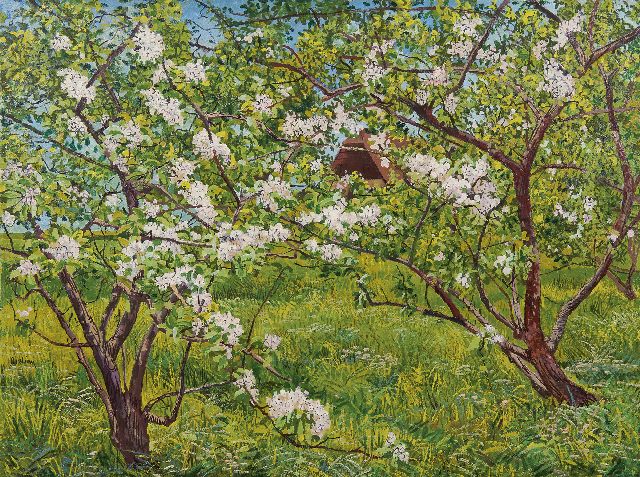 Herman Bieling | Obstgarten, Öl auf Leinwand, 60,2 x 80,2 cm, Unterzeichnet l.u.