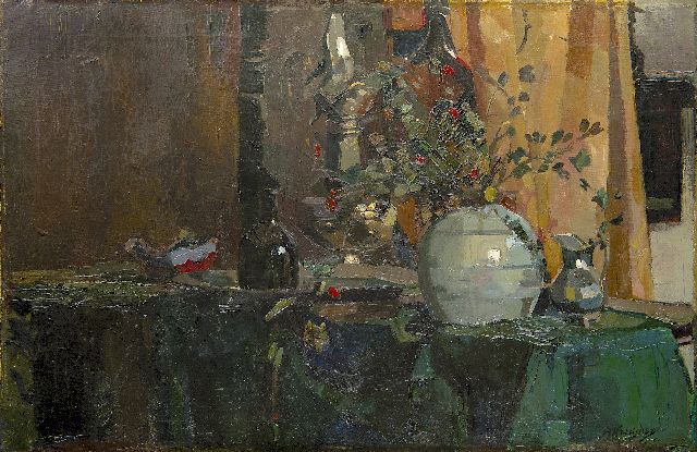 Herman Kruyder | Stilleben mit Beeren in Steinguttopf, Öl auf Leinwand, 56,1 x 85,1 cm, Unterzeichnet r.u. und zu datieren vor 1916