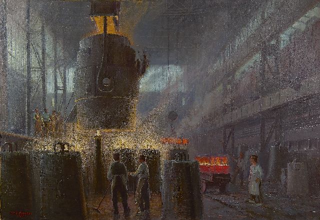 Alexander Kircher | Near the blast furnace, Öl auf Leinwand, 80,3 x 115,0 cm, signed l.l. und dated 1921