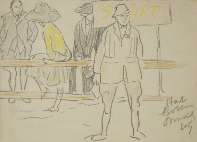 Willy Sluiter | Start Bobtrack St. Moritz, Bleistift und Farbbleistift auf Papier, 12,4 x 17,5 cm, signed l.r. with initials