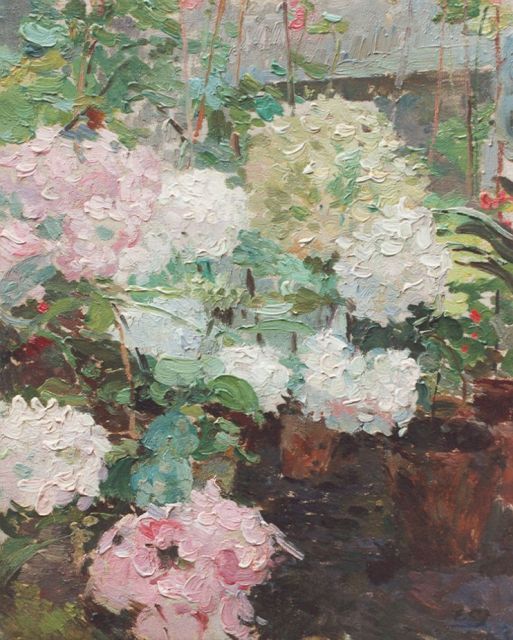 Ernest Jean Joseph Godfrinon | Hydrangeas, Öl auf Leinwand, 24,7 x 19,7 cm, signed on the reverse und dated 1918