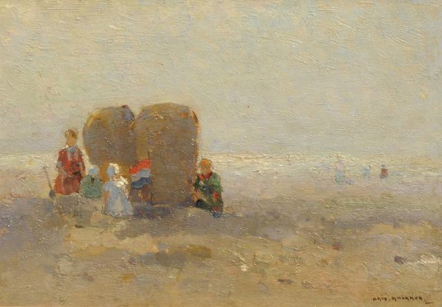 Knikker A.  | On the beach, Öl auf Holz 19,6 x 28,1 cm, signed l.r.