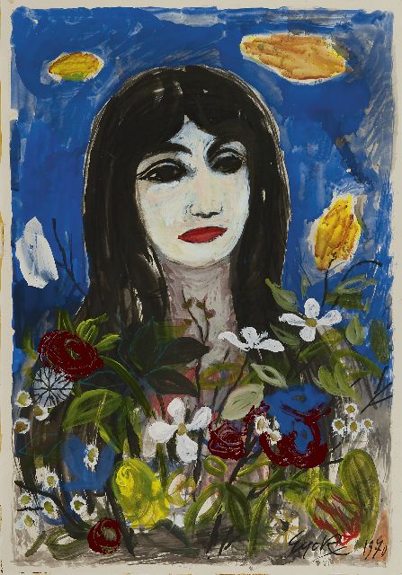 Charles Eyck | Bimba, Tochter des Malers, Kreide, Tinte, Gouache und Öl auf Papier, 53,0 x 37,0 cm, Unterzeichnet r.u. und datiert 1970