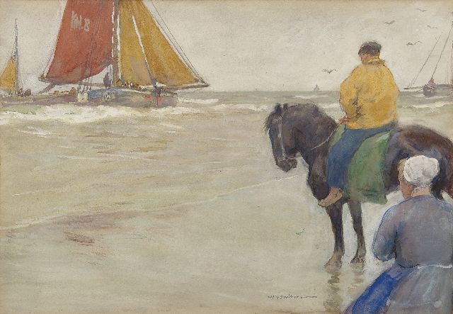 Willy Sluiter | Return of the 'Katwijk 8', Aquarell auf Papier, 29,9 x 42,9 cm, signed l.r.