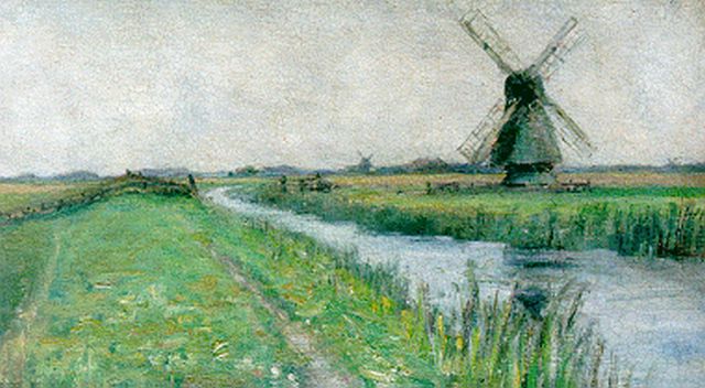 Piet Schipperus | A polder landscape, 27,0 x 48,5 cm