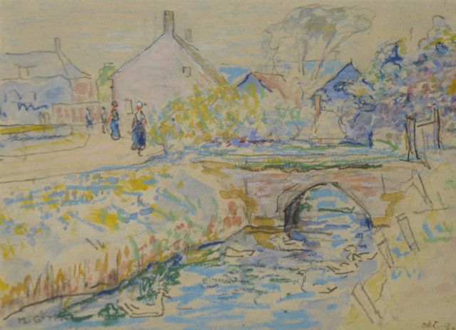 Maurice Góth | Kleines Dorf in Walcheren, Seeland, Pastell und Aquarell auf Papier, 11,2 x 15,8 cm, Unterzeichnet l.u. und datiert Okt. '9