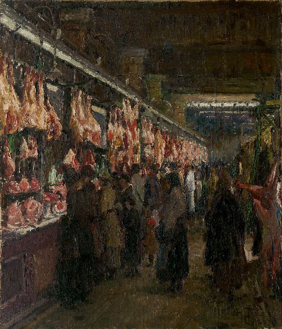 Otto Thiele | Die Fleischhalle ( vermutlich Berlin), Öl auf Leinwand, 70,4 x 60,4 cm, Unterzeichnet r.u.