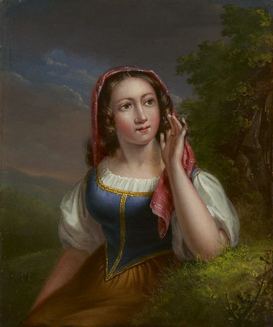 Elisabeth Alida Haanen | Italienerin, Öl auf Holz, 12,8 x 10,6 cm, Unterzeichnet l.u. mit Initialen