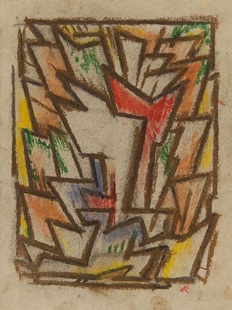 Otto van Rees | Komposition, Kreide auf Papier, 17,5 x 14,5 cm, Unterzeichnet r.u. mit Monogramm
