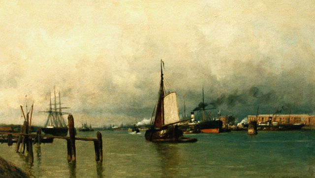 Piet Schipperus | A ship entering the harbour, Öl auf Leinwand, 27,1 x 45,3 cm, signed l.r.