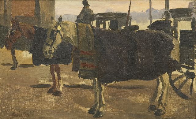 Felicien Bobeldijk | Amsterdamer 'Aapjes' [Kutscher], Öl auf Leinwand  auf Holzfaser, 13,4 x 21,3 cm, Unterzeichnet l.u.