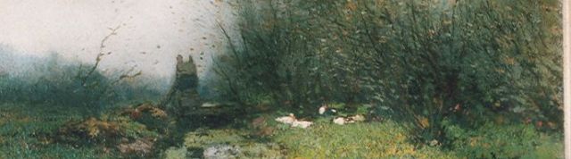Cornelis Kuijpers | Ducks on the riverbank, Öl auf Leinwand, 15,0 x 46,0 cm, signed l.r.
