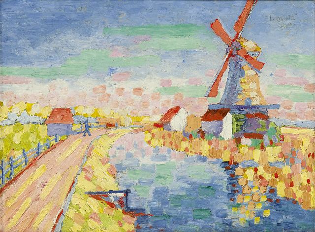 Joan Collette | Mill by the water, Öl auf Leinwand Malereifaser, 24,1 x 32,3 cm, signed u.r.