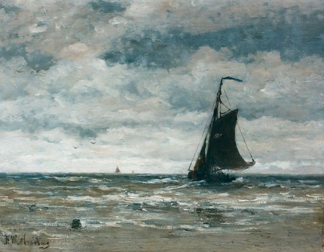 Hendrik Willem Mesdag | A 'Bomschuit' in the surf, Öl auf Leinwand, 40,0 x 51,0 cm, signed l.l.